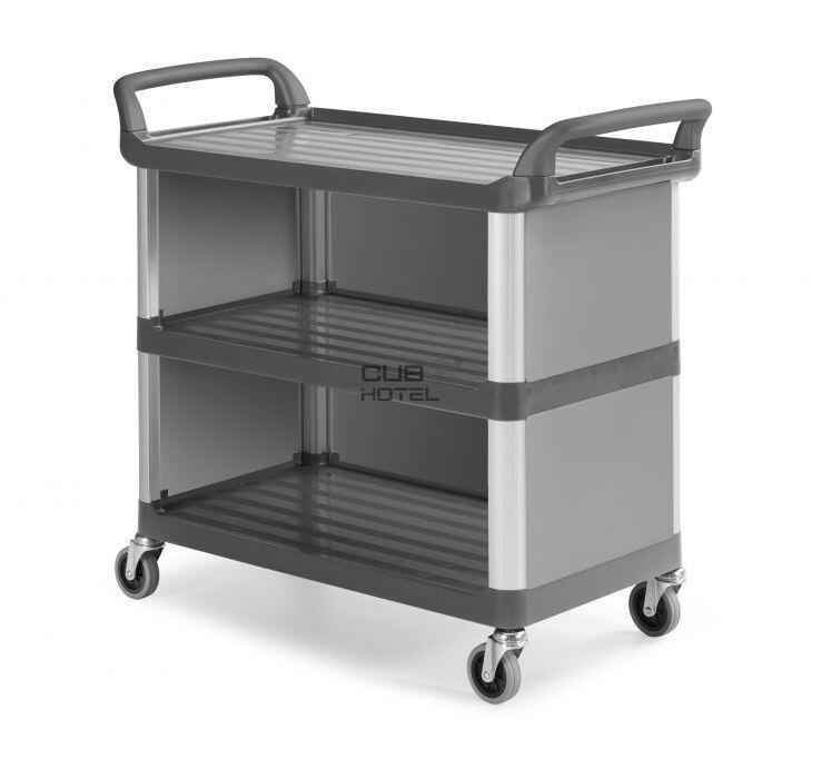 Carro Catering Cinza com 3 Prateleiras e Laterais